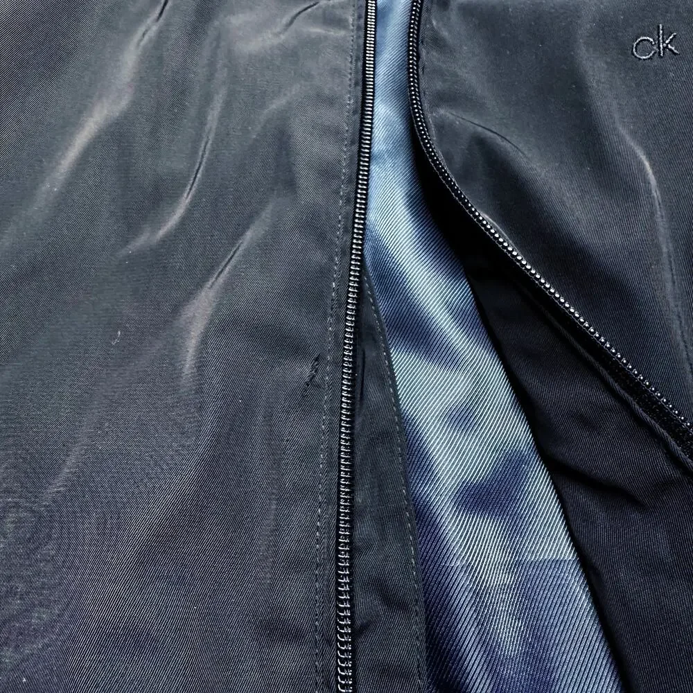 CALVIN KLEIN Men's Black Mid weight Hooded Casual Rain Jacket size Large